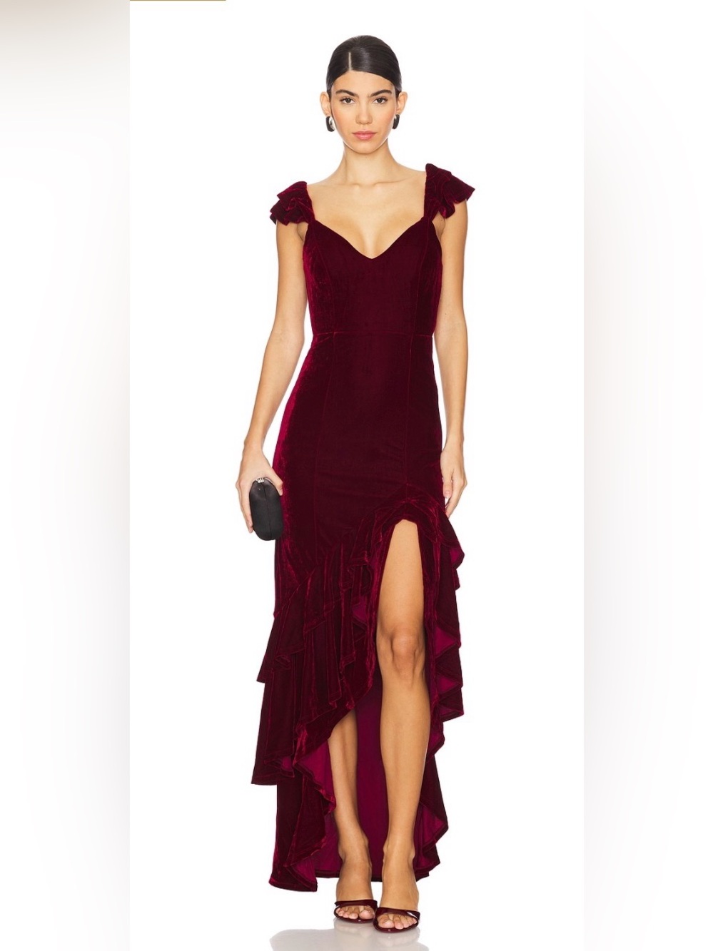 Tularosa Camille Velvet Gown Maxi Dress Red Medium Like New